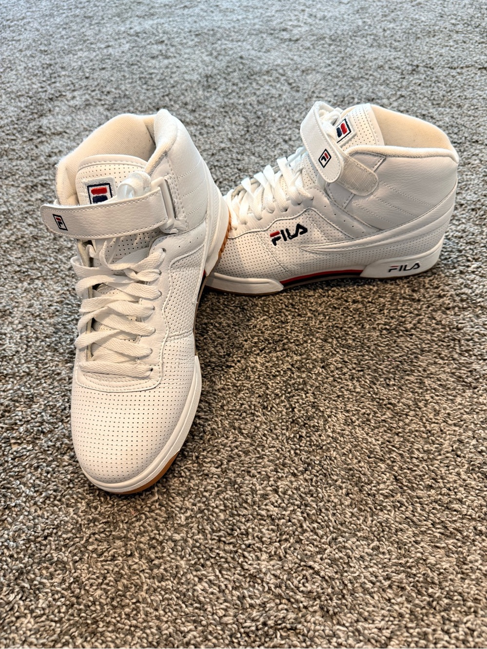 Size 8.5M/10W - Fila F-13 Perf White High-Top Classic Sneakers - IVF80148-150